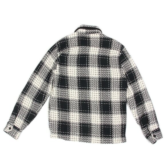 WAX LONDON Whiting Shirt Black Ecru Plaid  Overshirt Shacket Button Up sz M /008 - Picture 3 of 4
